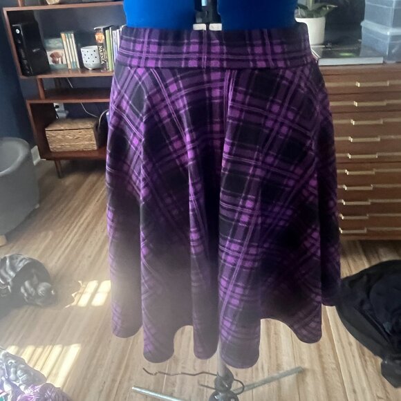Urban Coco Mini Purple Plaid Circle Skater Skirt - Picture 2 of 5